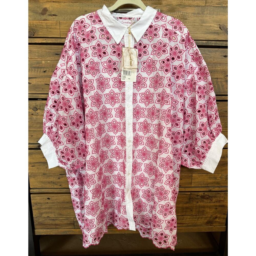 Sundress Florine Eyelet Dress Womens XL XXL Pink White Embroidered Cotton France - Picture 4 of 12